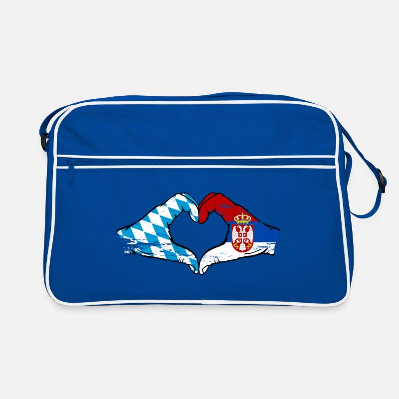Bavière, Serbie, drapeau, mains, forme de coeur utilisé Sac Retro
