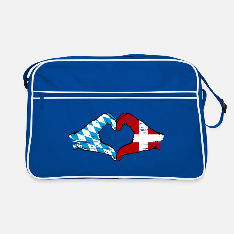 Bavière, Danemark, drapeau, aiguilles, forme de coeur utilisé Sac Retro