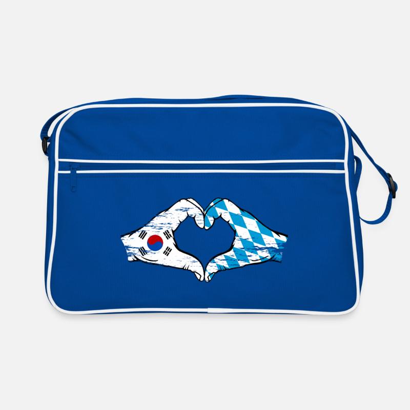 Corée du Sud Bavière Drapeau Mains Coeur Forme Utilisé Sac Retro
