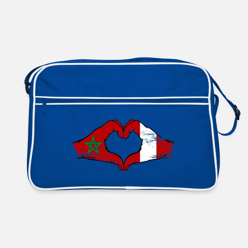 Maroc Pérou Drapeau Mains Coeur Forme Utilisé Sac Retro