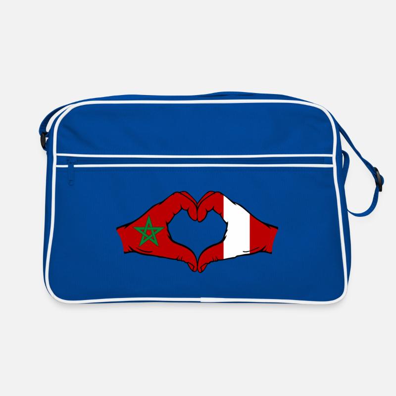 Maroc Pérou Drapeau Mains Coeur Forme Sac Retro
