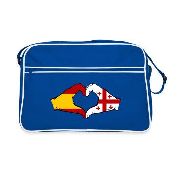 Spanien Georgien Flagge Hände Herzform - Retro Tasche - Blau/Weiß - Vorne