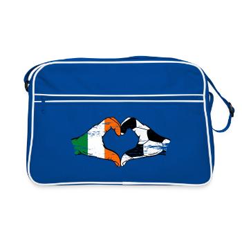 Irlande Football Drapeau Mains Coeur Forme Utilisé - Sac Retro - bleu/blanc - Devant