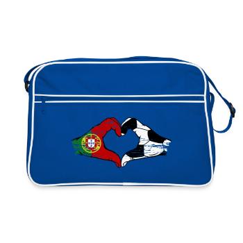 Portugal Football Drapeau Mains Coeur Forme Utilisé - Sac Retro - bleu/blanc - Devant