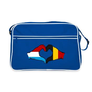 Luxembourg Belgique Drapeau Mains Coeur Forme - Sac Retro - bleu/blanc - Devant