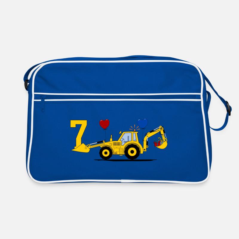 7th birthday excavator tractor Retro Bag