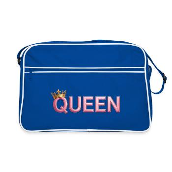 Pink Crown Queen Typografie - Retro Tasche - Blau/Weiß - Vorne