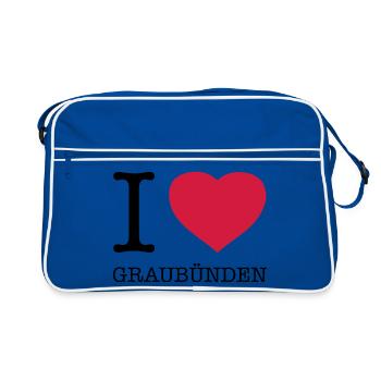 J’AIME LES GRISONS - Sac Retro - bleu/blanc - Devant