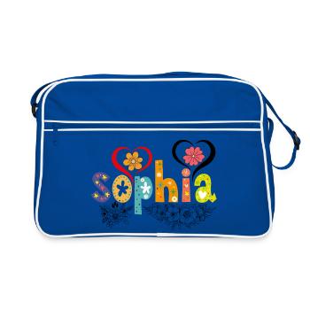 Personalisierter Sophia-Name - Retro Tasche - Blau/Weiß - Vorne