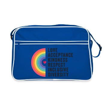 Mois de la fierté LGBT - Amour. Acceptation. Bonté. - Sac Retro - bleu/blanc - Devant
