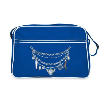 Charivari avec des pendentifs en argent illustration - Sac Retro - bleu/blanc - Devant