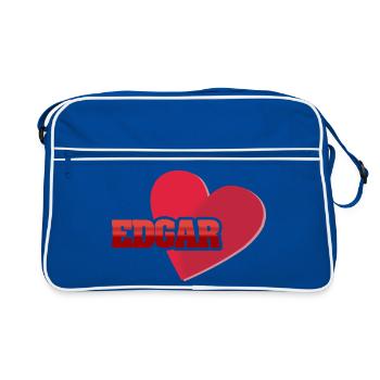 Lettrage EDGAR en forme de cœur - Sac Retro - bleu/blanc - Devant
