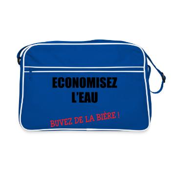 Wasser sparen, Bier trinken - Retro Tasche - Blau/Weiß - Vorne