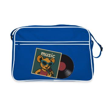 Souris musicale avec micro et disque vinyle - Sac Retro - bleu/blanc - Devant