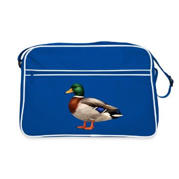 Canard colvert mâle aux couleurs de la nature - Sac Retro - bleu/blanc - Devant