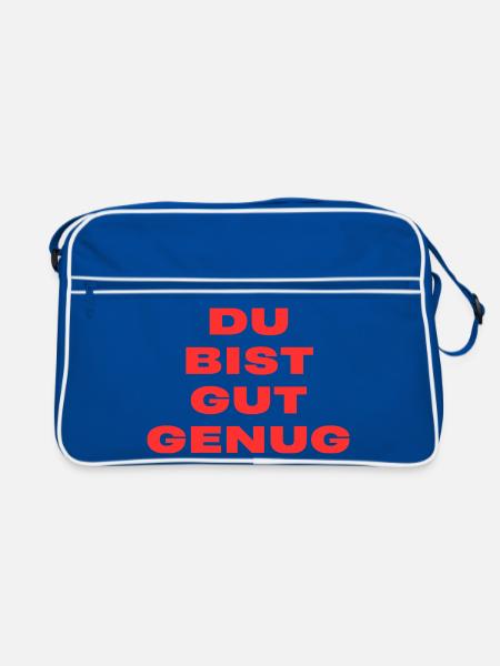Du Bist Gut Genug – Trendy Song Text - Retro Tasche - Blau/Weiß