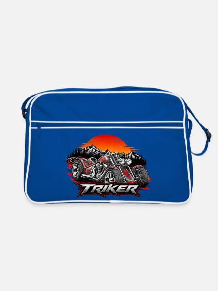 Triker Dreirad Motorrad Grafik Designtribals - Retro Tasche - Blau/Weiß