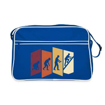 Dachdecker Evolution Retro Handwerk Beruf Spruch - Retro Tasche - Blau/Weiß - Vorne