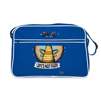 Life Is Not Fair: Outraged Larval Worm - Retro Bag - blue/white - Front