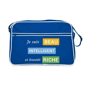 Je suis beau, intelligent et bientôt riche - Sac Retro - bleu/blanc - Devant