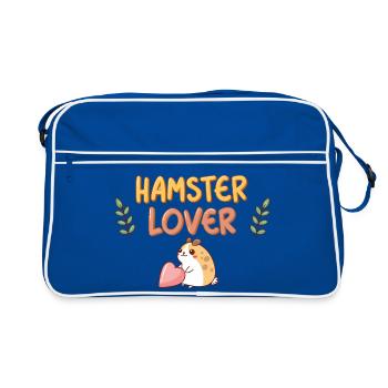 Hamster-Liebhaber-Design mit rosa Herz - Retro Tasche - Blau/Weiß - Vorne