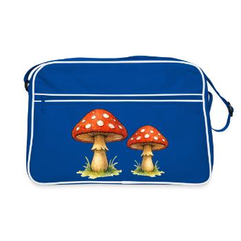 Red toadstools in the grass - Retro Bag - blue/white - Front