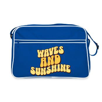 Waves And Sunshine - Retro Tasche - Blau/Weiß - Vorne