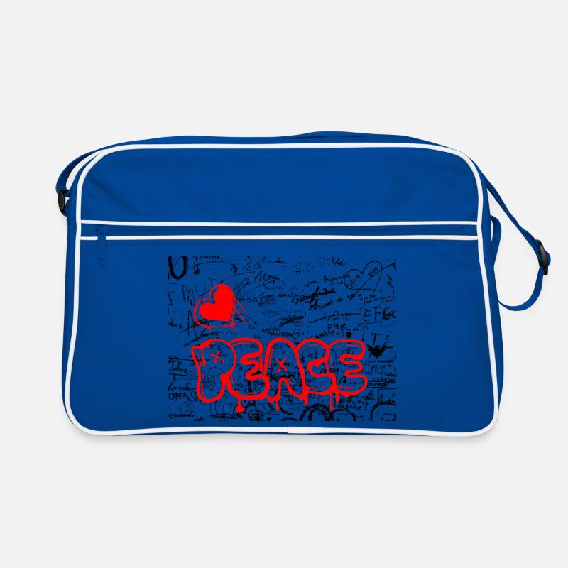 Pense Graffiti Heart Red - Retro Bag - blue/white