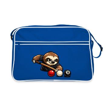 Faultier beim Billard – Entspanntes Spielmotiv - Retro Tasche - Blau/Weiß - Vorne