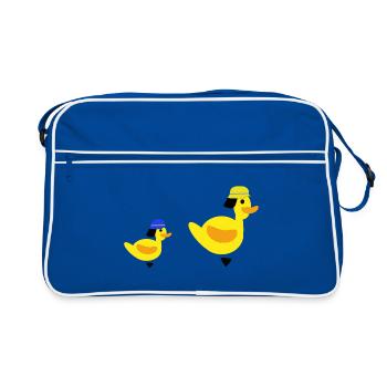 Feuerwehrenten - Bube - Retro Tasche - Blau/Weiß - Vorne