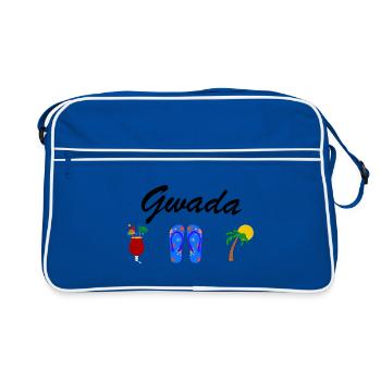 Tee shirt Guadeloupe gwada soleil rhum mer plage - Sac Retro - bleu/blanc - Devant