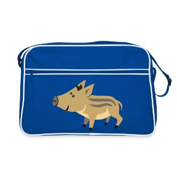 Bébé sanglier mignon – illustration mignonne - Sac Retro - bleu/blanc - Devant