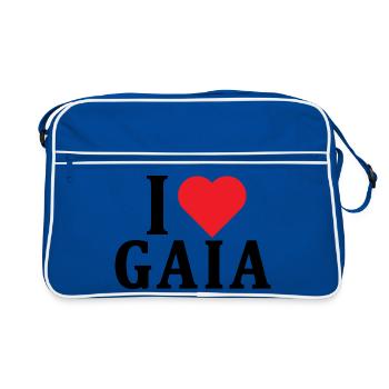 t-shirt J’aime Gaia idée cadeau t-shirt - Sac Retro - bleu/blanc - Devant