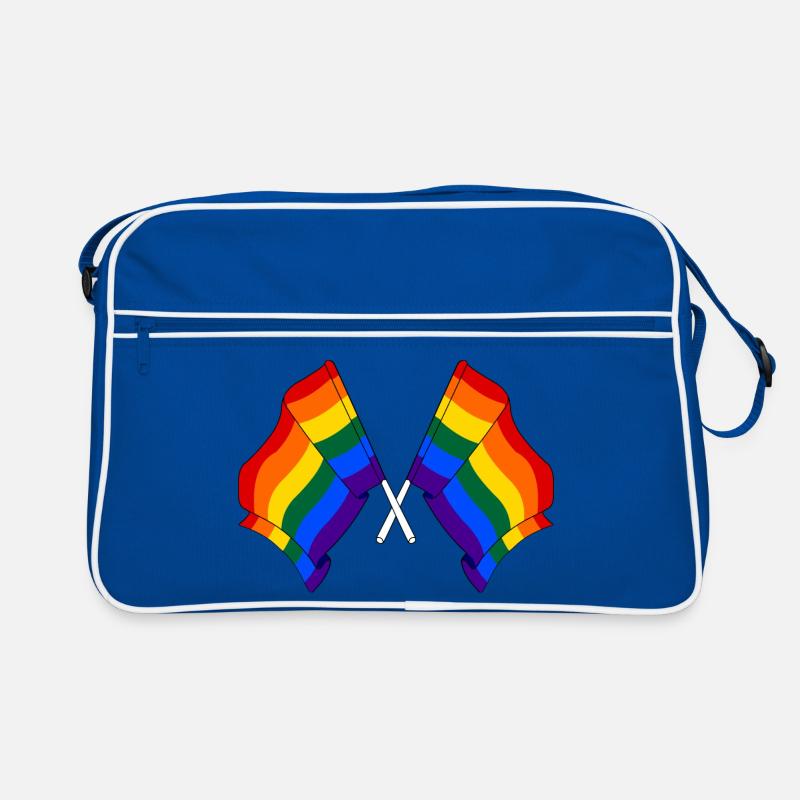 Zwei Regenbogenfahnen Retro Tasche