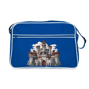 T-shirt de RPG fantastique Medieval Castle Fortress - Sac Retro - bleu/blanc - Devant