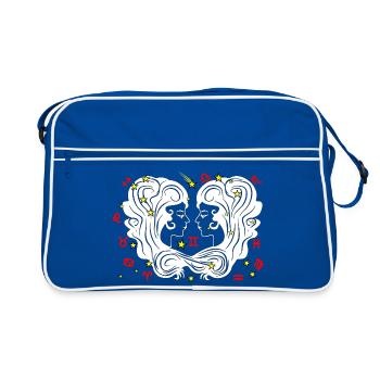 Zweifarbig - Retro Tasche - Blau/Weiß - Vorne