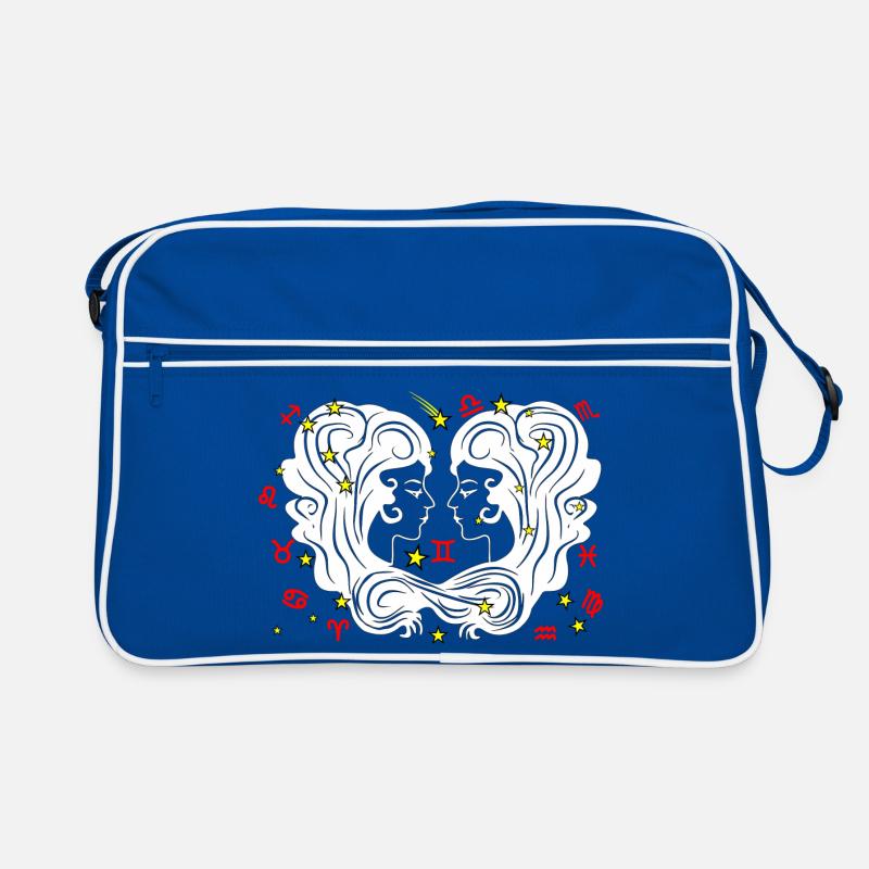 Zweifarbig - Retro Tasche - Blau/Weiß