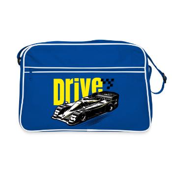 Rennwagen 80er Rallye Motorsport drive Fahrer fast - Retro Tasche - Blau/Weiß - Vorne