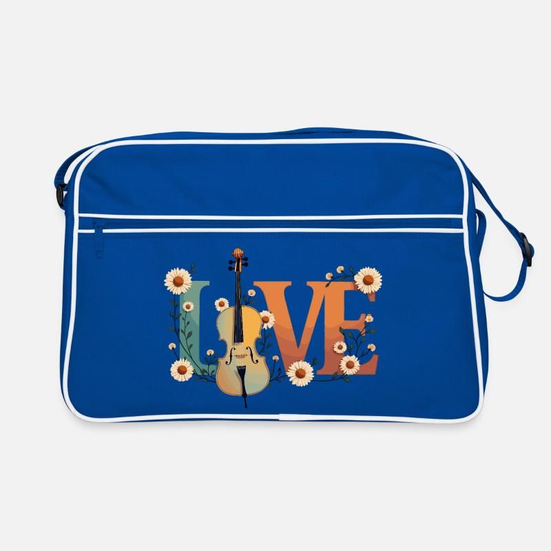 Amour Violoncelle Amour avec des fleurs pour violoncellistes Sac Retro