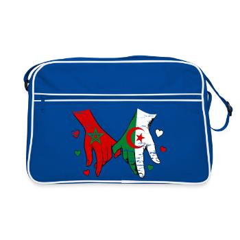 Drapeaux du Maroc Algérie tenus par la main utilisés - Sac Retro - bleu/blanc - Devant