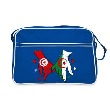 Tunisia Algeria Flag Holding Hands - Retro Bag - blue/white - Front