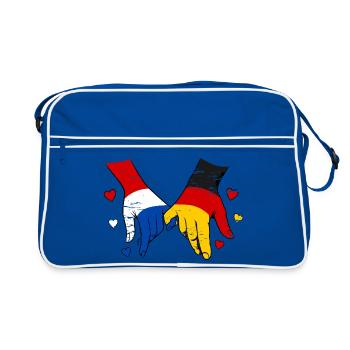 Drapeau Hollande-Allemagne Mains en forme de cœur utilisées - Sac Retro - bleu/blanc - Devant