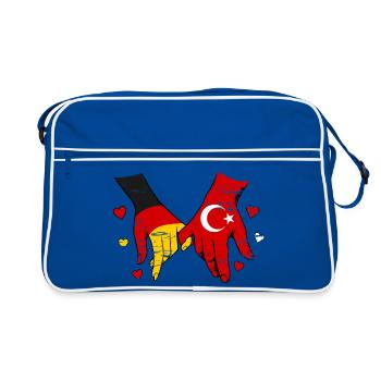 Germany Turkey Flags Holding Hands Used - Retro Bag - blue/white - Front