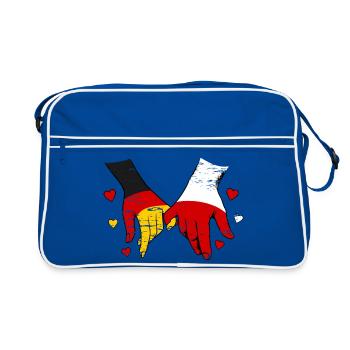 Germany Poland Flag Holding Hands - Retro Bag - blue/white - Front