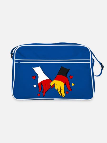 Polen_Deutschland_Flagge_Händehalten - Sac Retro - bleu/blanc - Devant
