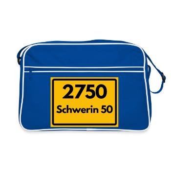 ALTE POSTLEITZAHL PLZ RETRO 2750 SCHWERIN 50  - Retro Tasche - Blau/Weiß - Vorne