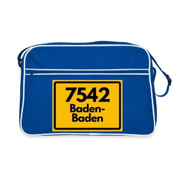 ALTE POSTLEITZAHL 7542 PLZ 76530 BADEN BADEN BADEN - Retro Tasche - Blau/Weiß - Vorne
