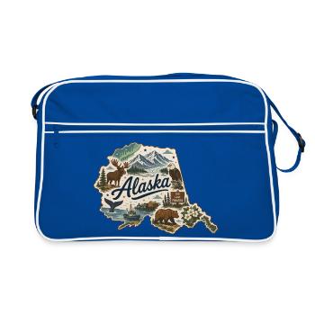 Alaska State Vintage Travel Souvenir Sticker - Retro Bag - blue/white - Front