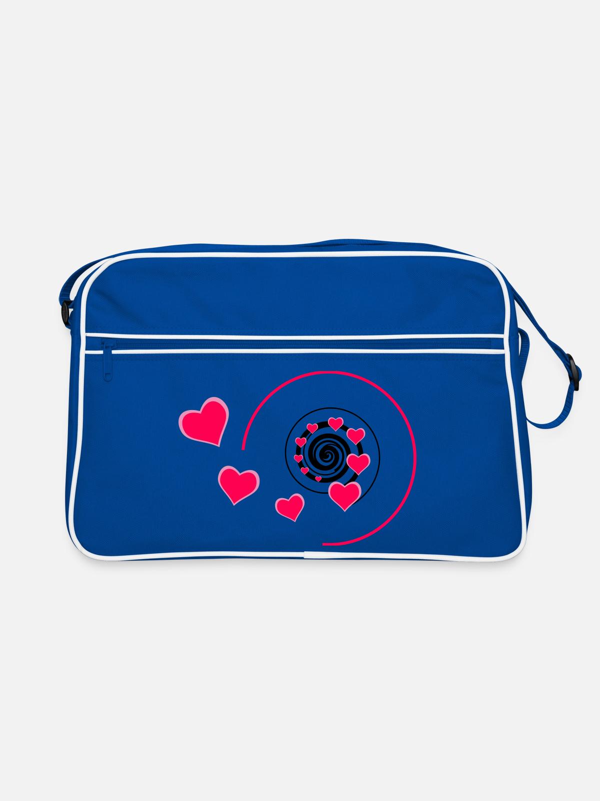 Love - Retro Tasche - Blau/Weiß - Vorne