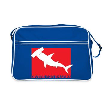 Taucher für Haie - Retro Tasche - Blau/Weiß - Vorne